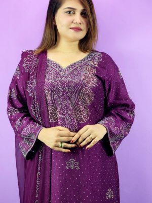 Exclusive Mandela Stone Work Party Wear -- 3 Piece