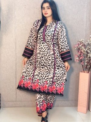 Smart Digital Print Silk Cotton 2-Piece Set – Trendy Casual Collection