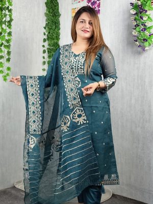 Premium Quota Muslin Jamdani Unstitched 4 Piece Collection