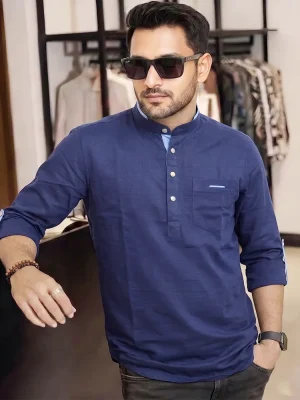 Premium Slab Cotton Katua(Navy Blue)