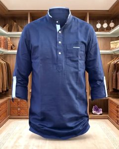 Premium Slab Cotton Katua(Navy Blue)