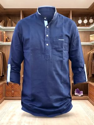 Premium Slab Cotton Katua(Navy Blue)